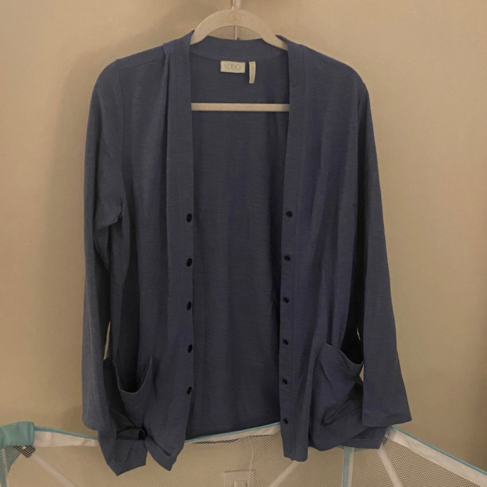 LOGO by Lori Goldstein Blue Cardigan